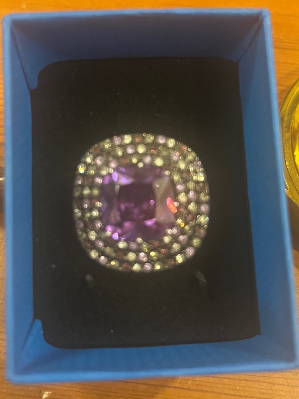Elegant Purple Cushion-Cut Halo Cocktail Ring - Women Jewelry